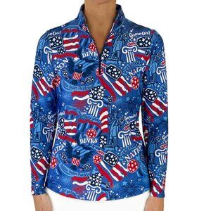Katherine Way Pickleball Nation RWB 1/4 Zip Pullover NWT Made in the USA